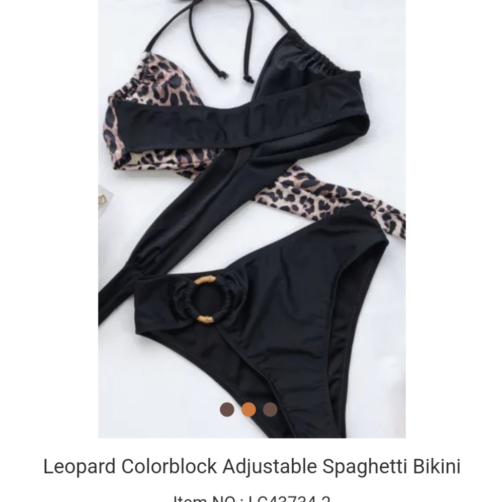 💜 New Leopard Color Adjustable Spaghetti Bikini - Picture 3 of 3